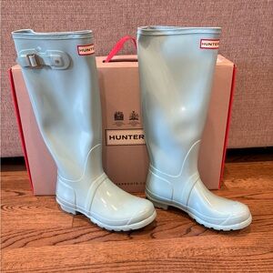 Hunter Glossy Pale Mint Tall Boots